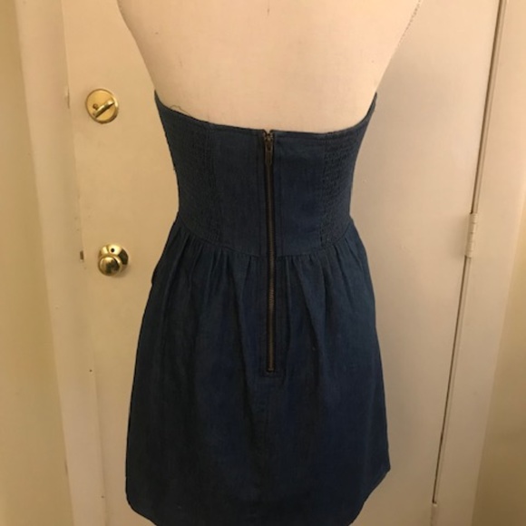 Strapless patterned denim dress - Picture 3 of 3